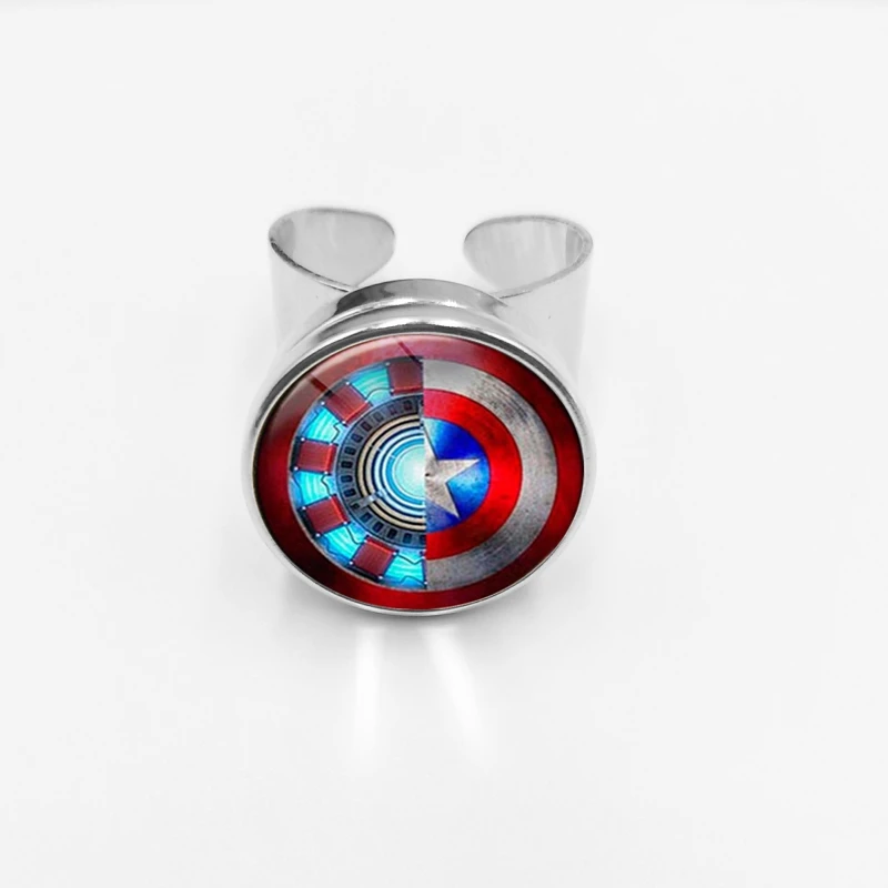 

2019 / Avengers Movie Series Snap Ring Iron Man Heart Shape and Captain America Shield Star Glass Ring