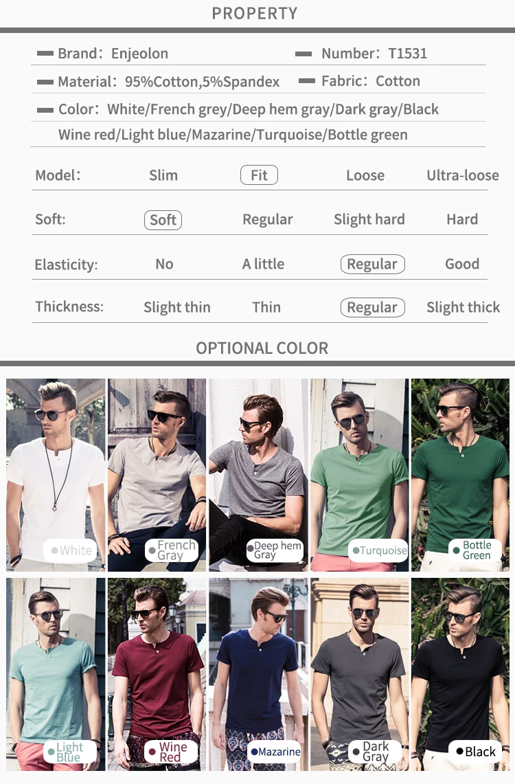 Enjeolon бренд Футболка мужская летняя с коротким рукавом одноцветная белая приталенная Повседневная мужская футболка размера плюс 4XL Футболка T1531