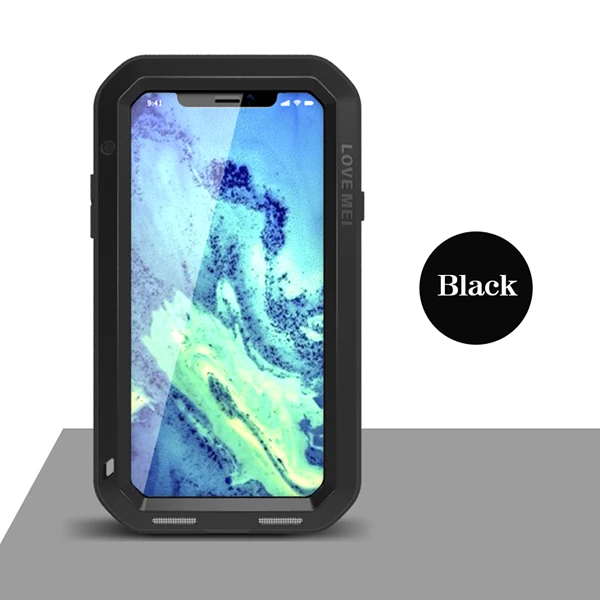 BLACK Love Mei чехол для Apple IPhone X роскошный 3D брендовый Блестящий жесткий алюминиевый металлический+ силиконовый защитный чехол для задней панели телефона - Цвет: BLACK