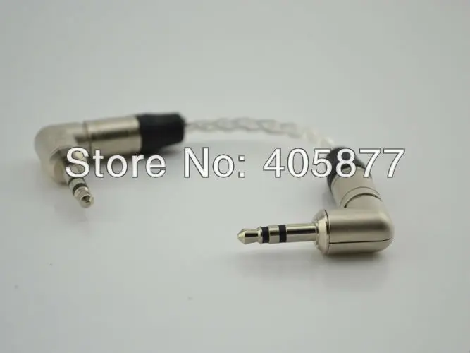 High quality silver plated headphone cable with 3 5MM angle plug audio cable 15cm