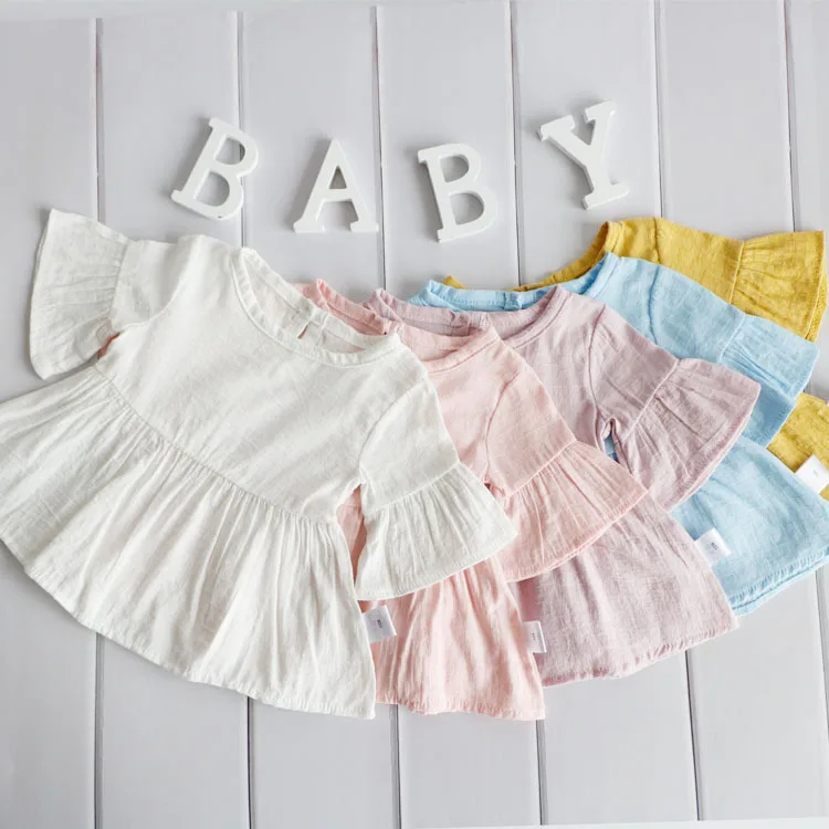 

JOYINPARTY Flaer Sleeve Spring Summer Girls Blouses Tops Cotton Casual Kids Girl Shirts for Children Clothing Shirts Dress