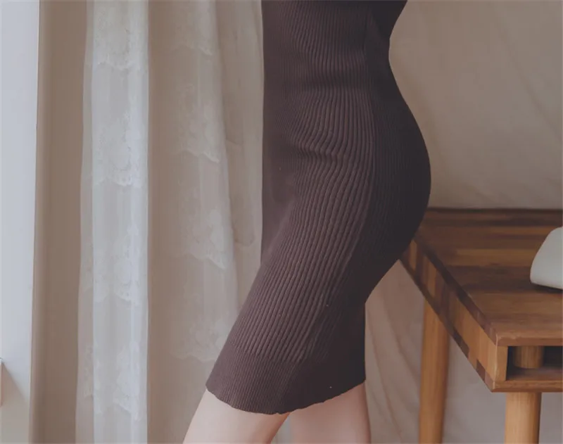 Autumn Slim O-neck Lantern Sleeve Knitted Sweater Dresses Women Casual Warm Hip Packaged Knitwear Fashion Pullover Dress Vestido Autumn Slim O-neck Lantern Sleeve Knitted Sweater Dresses Women Casual Warm Hip Packaged Knitwear Fashion Pullover Dress Vestido