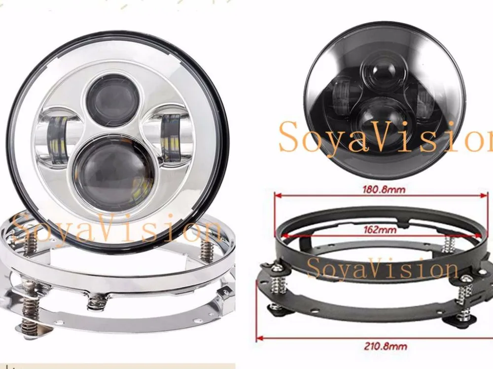 7/" Black LED Headlight Mounting Ring For Harley Street Electra Glide Touring