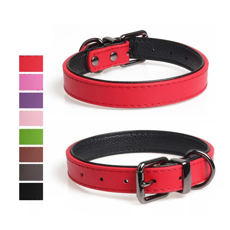 Padded Double Layer Dog Collar for Small Dogs Durable Soft Leather Adjustable Anti-bite Chihuahua Perro 10A | Дом и сад
