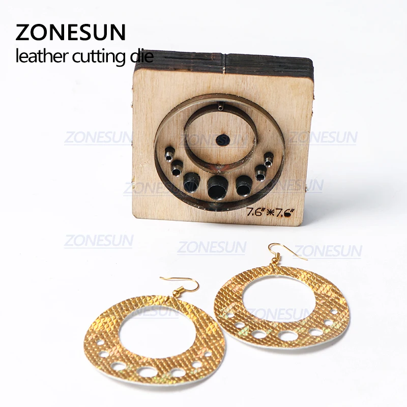 ZONESUN T6 DIY Custom Cutter кожаные серьги для резки высечки кожи, серьги для стального правила, штамповочный станок, пресс-инструменты
