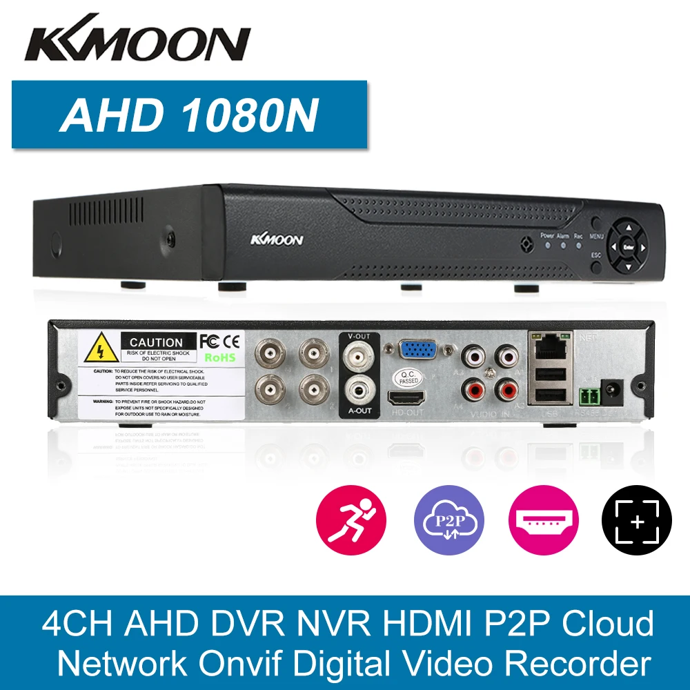 KKmoon Hybrid NVR AHD TVI CVI DVR 5-в-1 цифровой видео Регистраторы 4CH 1080P P2P облачная сеть Onvif CCTV безопасности Камера