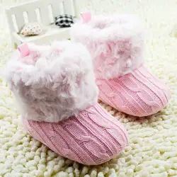 Зимние теплые ботинки для маленьких девочек 0-18 месяцев, вязаные флисовые ботинки для маленьких мальчиков и девочек