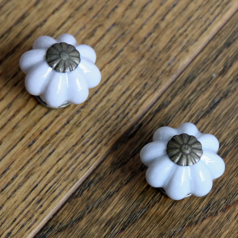 8PCS New design Grey Pumpkin ceramic knobs furniture handles wardrobe