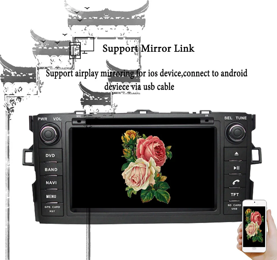 cheap 7 inch 1024*600 screen Android 9.0 For Toyota Corolla 2012 13 Car radio gps stereo 2 din car dvd cassette player With Head Unit