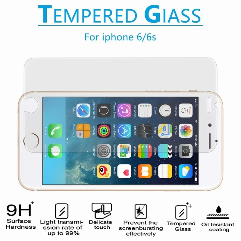 NYFundas Tempered Glass Screen Protector For Apple iPhone 7 Plus 6S 6 5 5S SE 4 4S Film Protection verre trempe ScreenProtector (3)