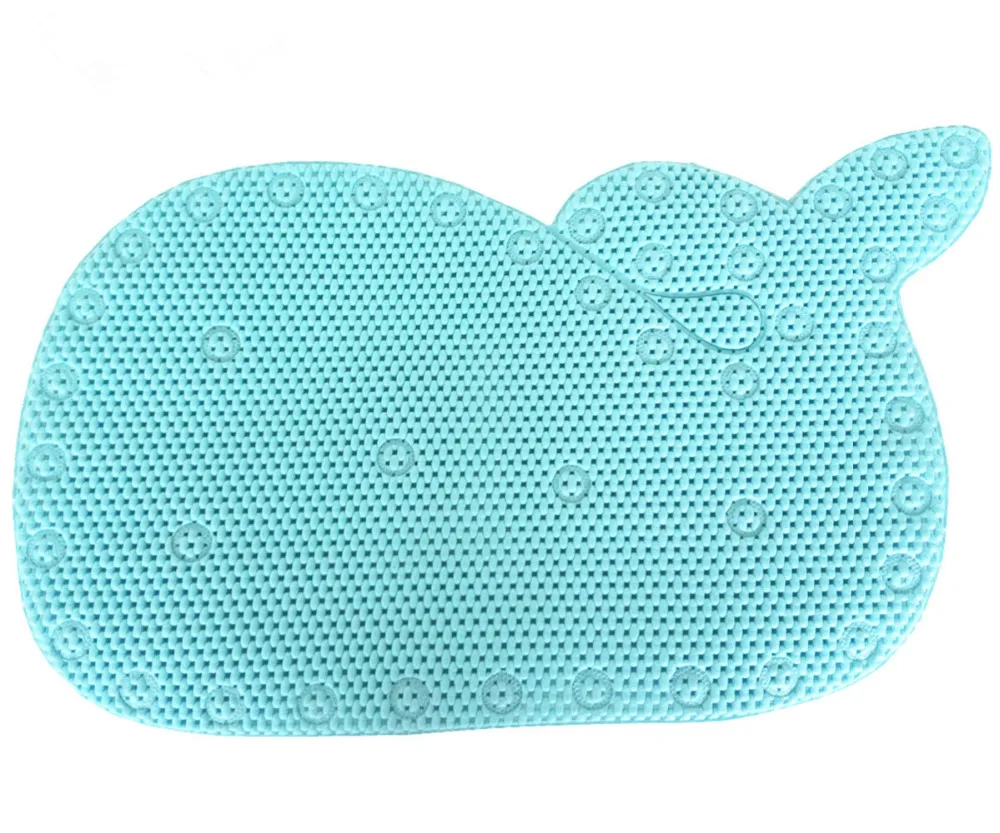 BBCare Whale Shaped Baby Non-Slip Bathtub Mat with Strong Suction Cups-Blue