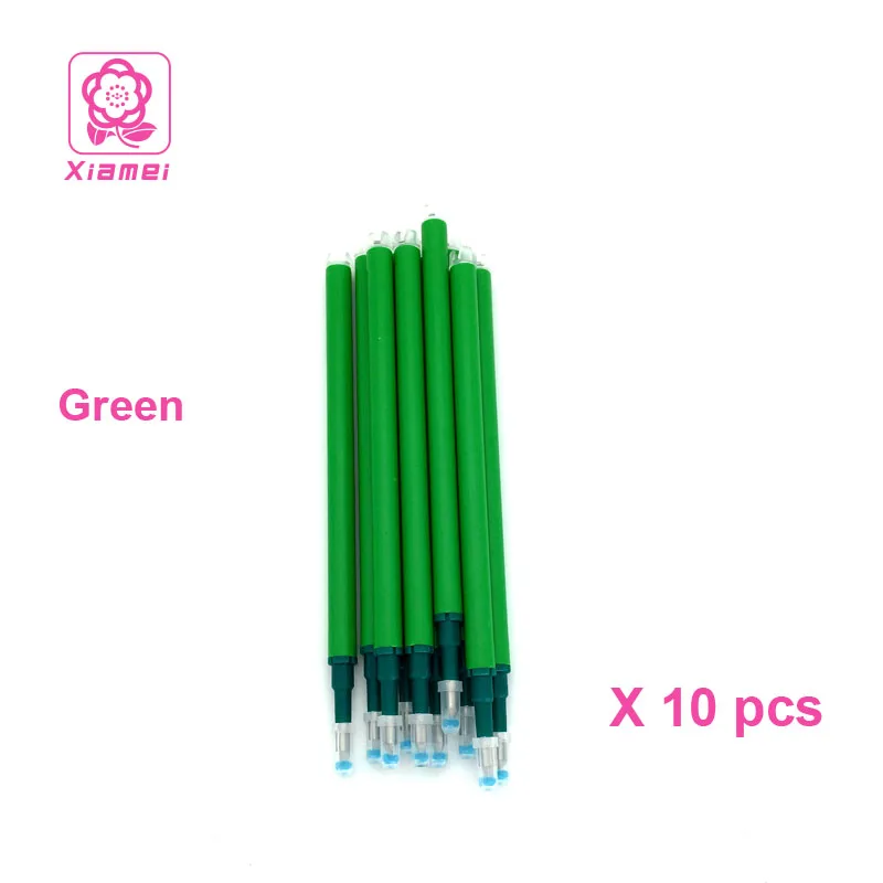 Xiamei 10 шт пластиковая стираемая гелевая ручка для заправки 0,5 мм стираемые маркеры 8 цветов канцелярские принадлежности гелевые чернила для заправки - Цвет: Green