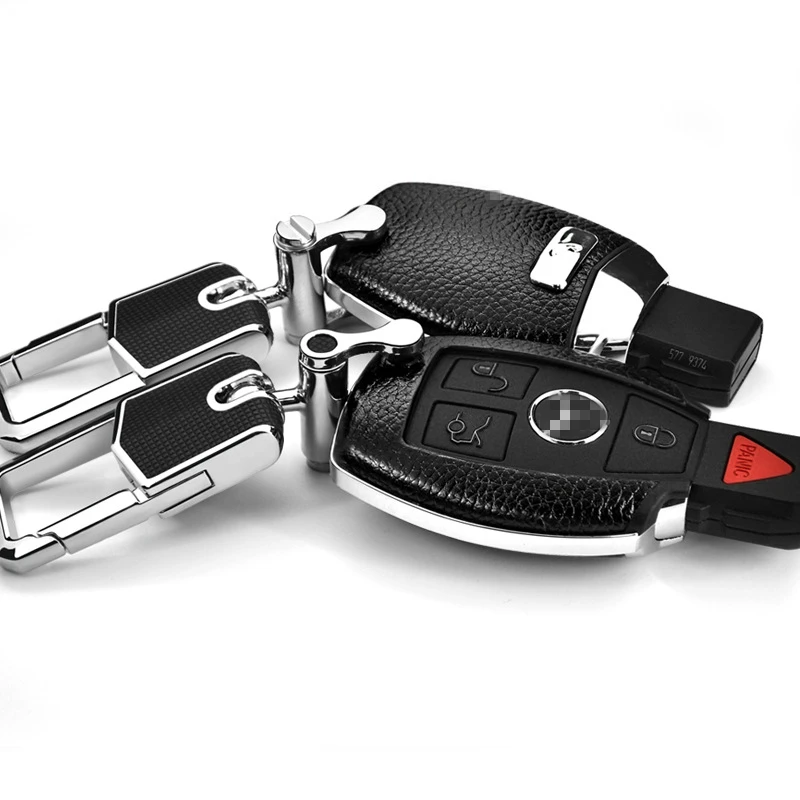 Автомобильный ключ чехол для Mercedes benz W203 W210 W211 CLS CLK CLA GLK gla SLK 180L 200L 260L оболочки дистанционного кожаный чехол Аксессуары - Название цвета: Черный