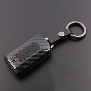 

Carbon PVC car Key Cover Cases For Mitsubishi Outlander Lancer 10 Pajero Sport ASX RVR L200 3 Buttons Smart Key