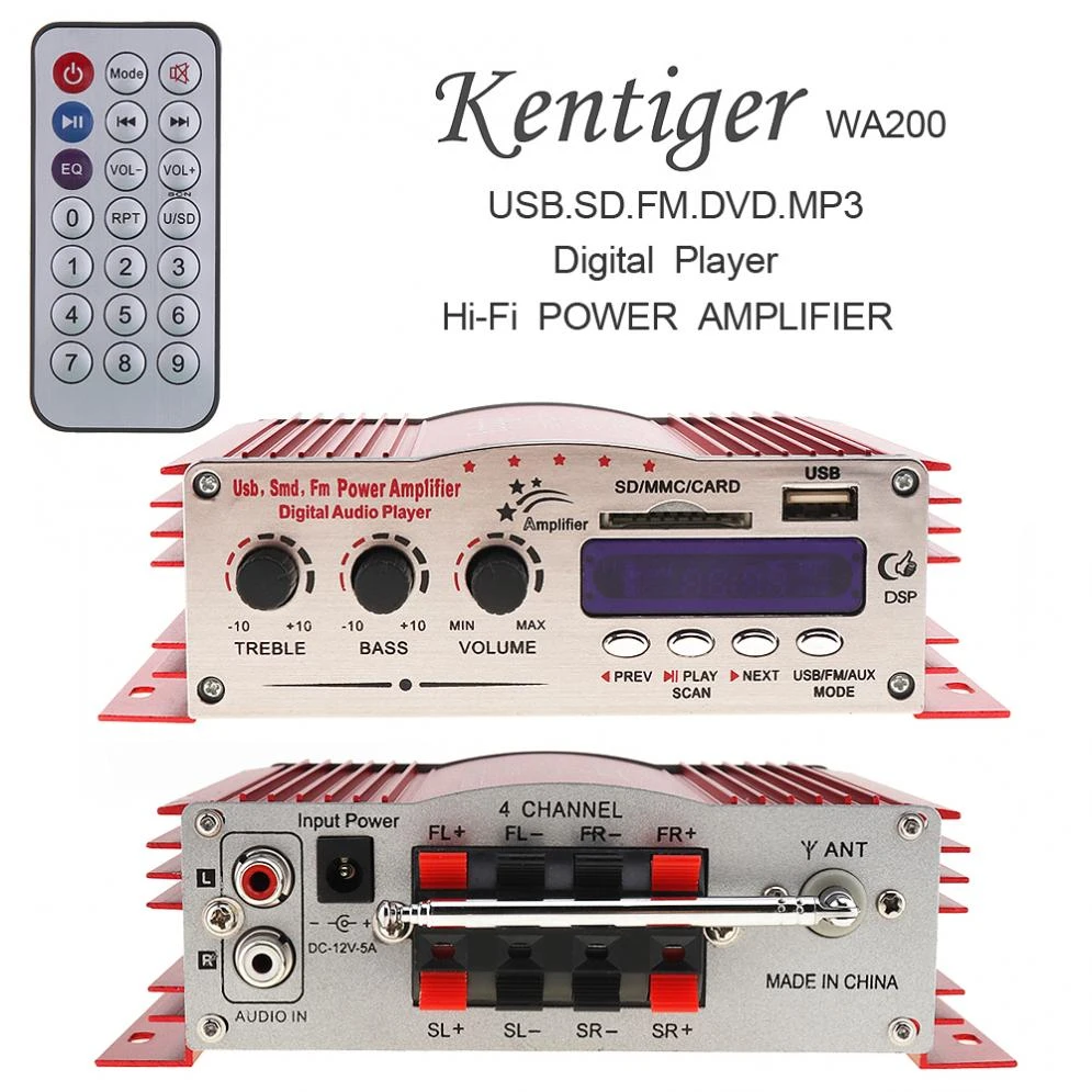 AMPLIFICADOR ESTÉREO Hi Fi coche, de reproductor Digital, compatible con entrada USB / SD / / MMC / DVD / MP3|Amplificador| - AliExpress