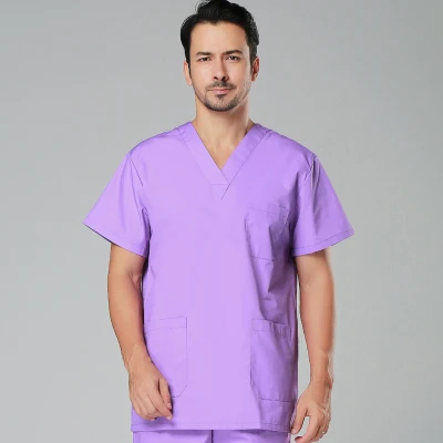 Медсестры скрабы костюм мужчины и женщины короткий рукав Униформа зубного Врача ICU однобортный Стоматологическая униформа для доктора лабораторная Одежда наборы розница - Цвет: 8