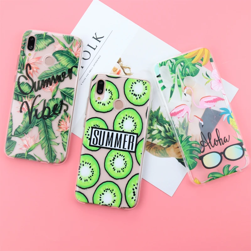 

Summer Palm Leaves on for Huawei P20 Pro P8 P9 P10 Lite 2017 Ultra Thin Clear Soft TPU Silicone for Honor 8 Lite 9 10 P20 Lite