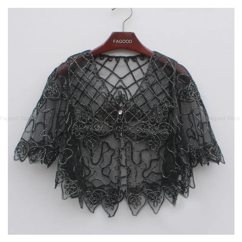 

Women's 1920s Women Lace Mesh Short Sleeve Front Tie Elegant Shrugs Wraps Shawls