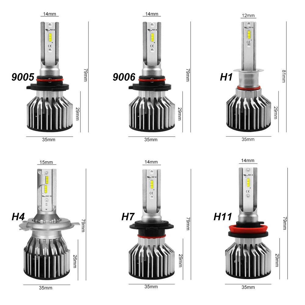 S6 светодиодный фонарь для автомобиля 80 Вт 12000LM 6000K белый SMD Chips H1 H4 H7 H8/H9/H11 9005 9006