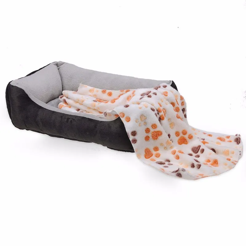 

Cute Dog Bed Mats Soft Flannel Fleece Paw Foot Print Warm Pet Blanket Sleeping Beds Cover Travel Mat For Small Medium Dogs Cats