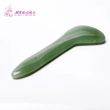

HIMABM Green Aventurin jade scraping plate with acupuncture stick facial massage gua sha board back scrapping health care beauty