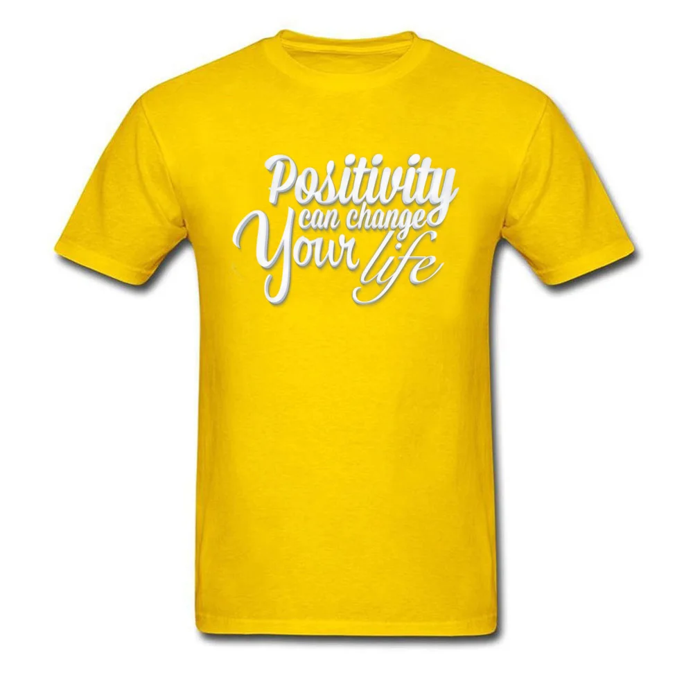 Positivity O Neck T-Shirt Summer Tops & Tees Short Sleeve Cute 100% Cotton 3D Printed T Shirt Normal Men's Top Quality Positivity yellow