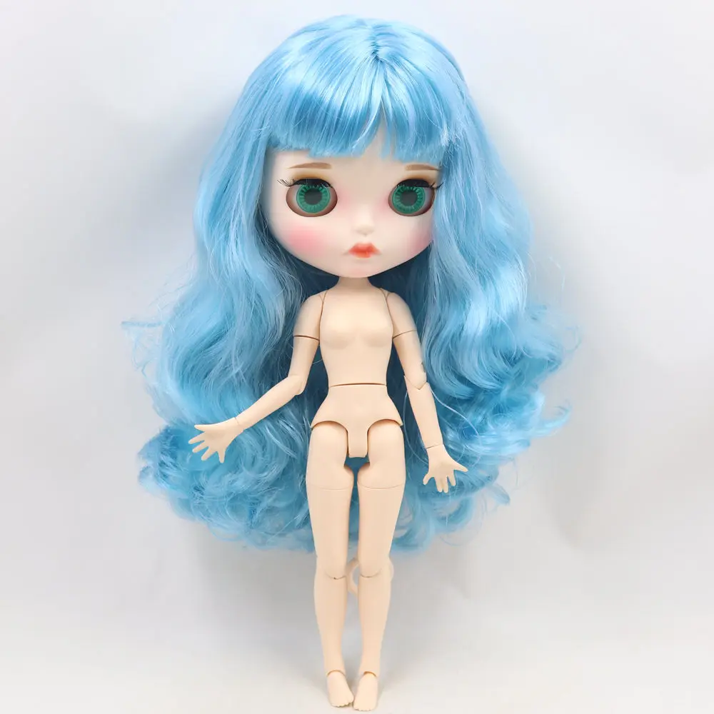 Austyn – Premium Custom Neo Blythe Doll with Blue Hair, White Skin & Matte Pouty Face 4