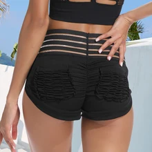 CROSS1946 спортивные шорты для спортивного зала для женщин в Йога шорты с высокой посадкой черная ткань быстросохнущая Фитнес Бег эластичные плотные шорты