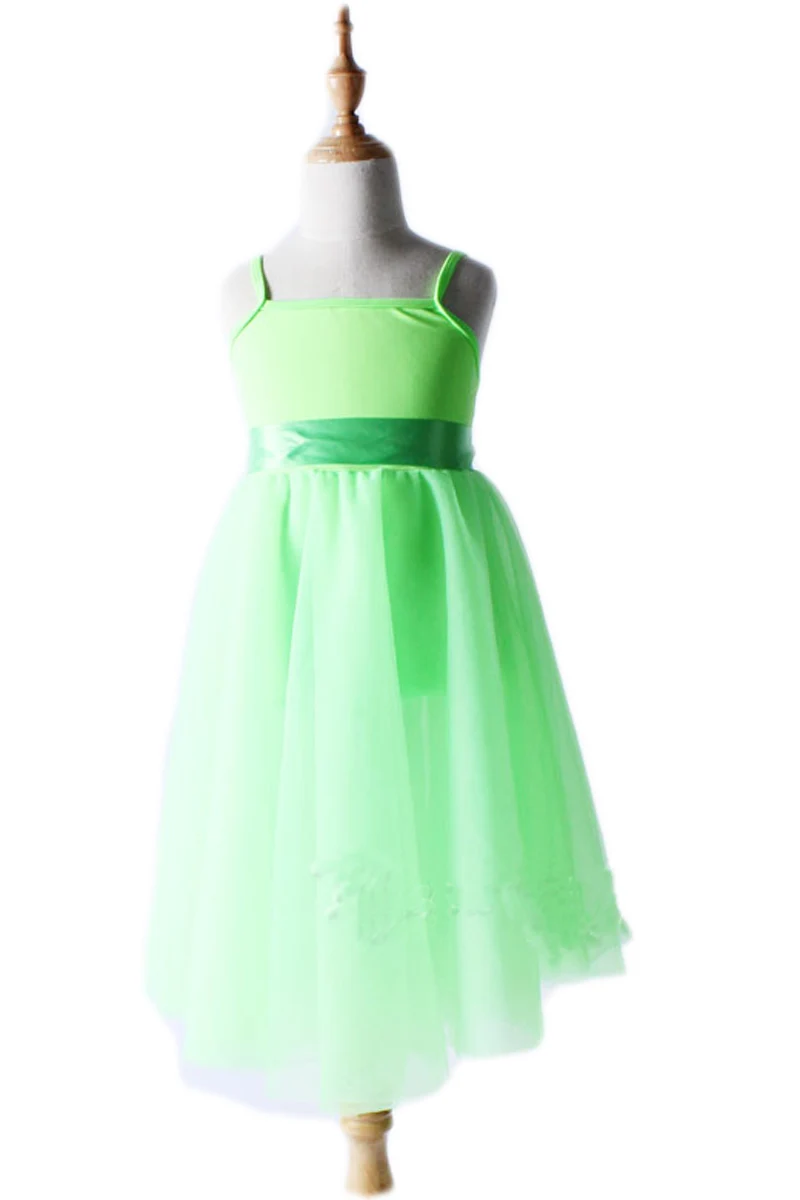Green Sequin Chiffon Bodice Ballet Lyrical Dance Costumes Dress Women