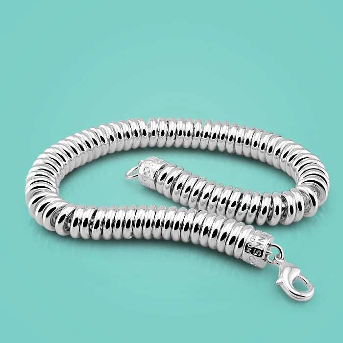

925 sterling silver bracelet female fashion circle solid silver bracelet with concise style bracelet charm jewelry Not allergic