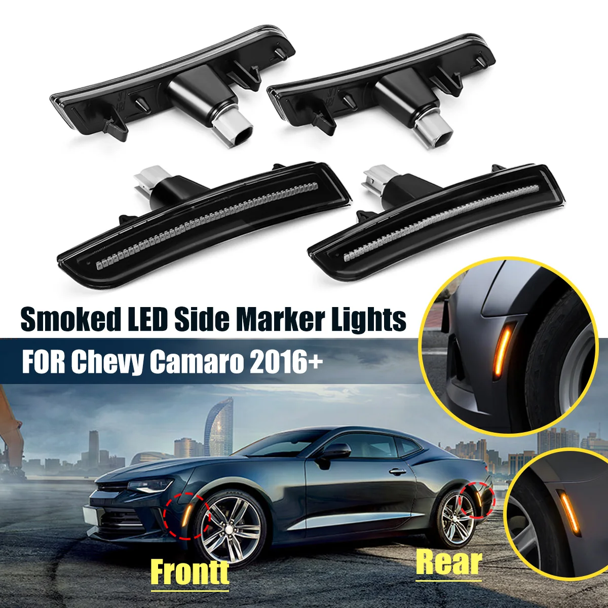 Buy 4Pcs/set Front & Rear Smoked LED Side Marker