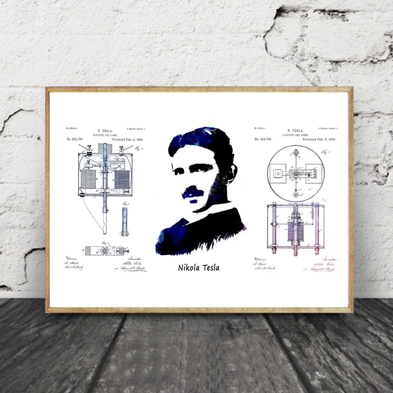 Nikola Tesla электрическая дуговая лампа-1886 художественный плакат на холсте принты