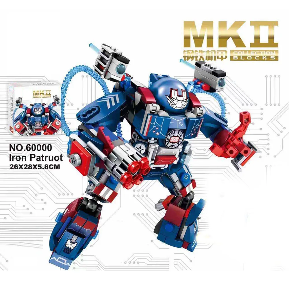 

Marvel super heroes Avengers Ironman MK2 armor patriot building block model War Machine Rhodey figures toys collection