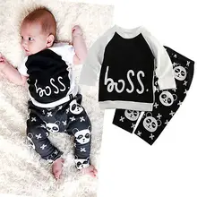 New 2016 Spring Winter Baby Boys Kids Outfits 2pcs Cotton Printed Panada clothes set