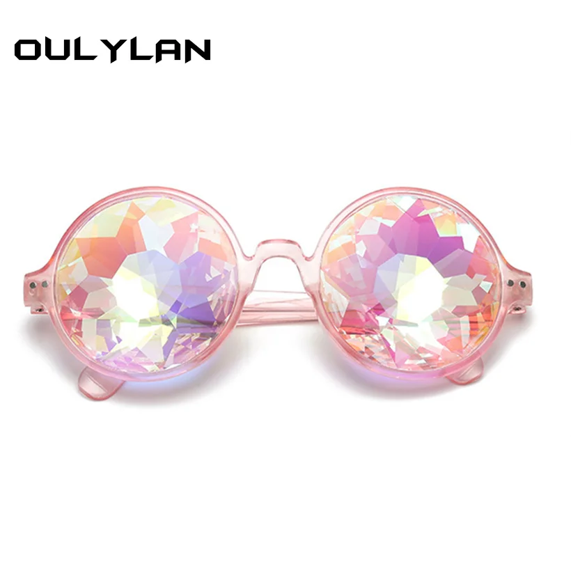 

Oulylan Kaleidoscope Glasses Women Men Brand Vintage Luxury Round Sunglasses Rave Festival Glasses Cosplay Party Sun Glasses