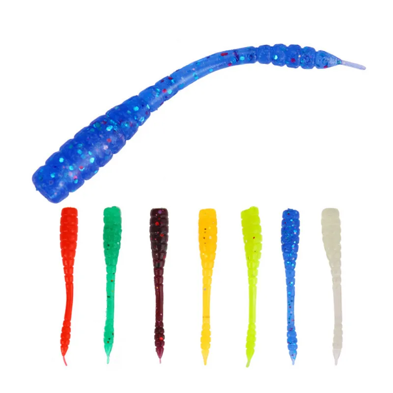

45mm 0.4g Aritificial Silicone salt Smell Bass Pike Fishing Jigging Bait 50pcs soft bait Worm Grubs T Tail Wobblers Fishing Lure
