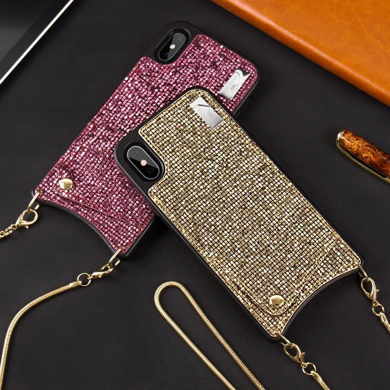 Luxury colorful sequin wallet phone case for iphone Xs max XR X 8 7