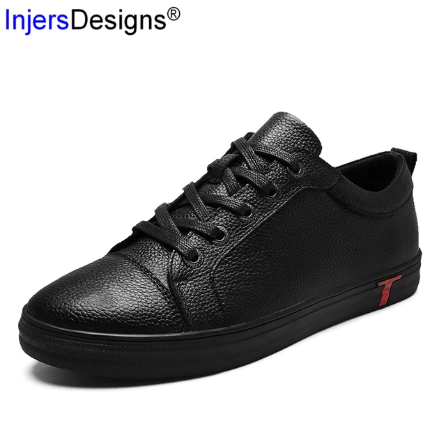 US $37.88 Hot Sale High Quality Genuine Leather Skateboarding Shoes Men Trainers Fashion Black Lace-Up Comfor
