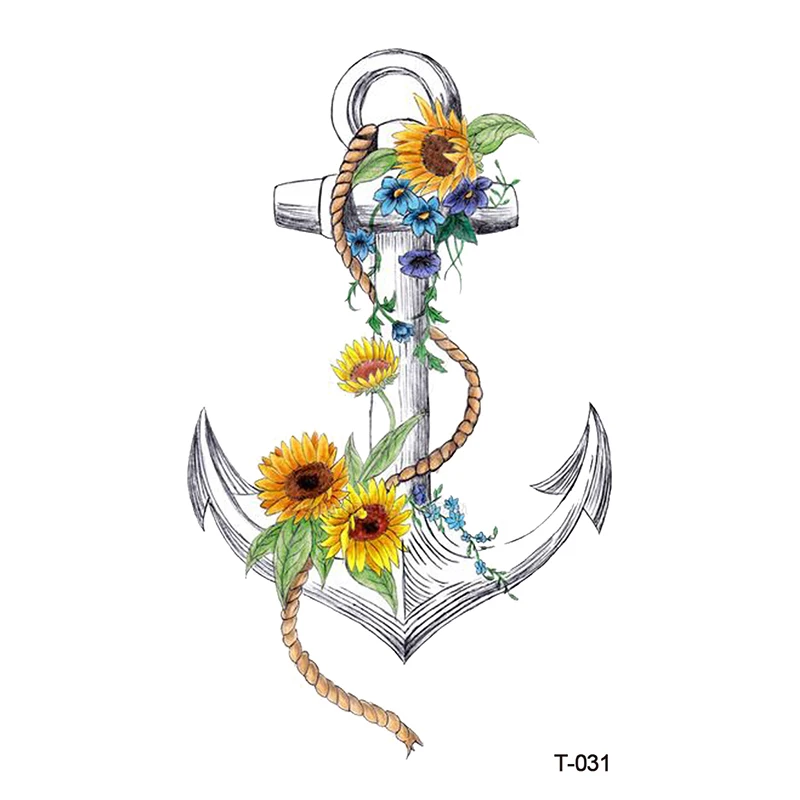 Download Wyuen New Design Flower Anchor Waterproof Temporary Tattoo ...
