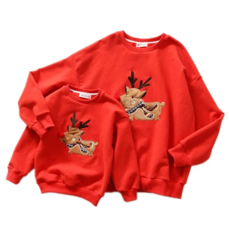

Family Matching Clothes Christmas Sweater Mother Daughter Cute Deer Children Clothing mommy and me father Son outfits T-shirt