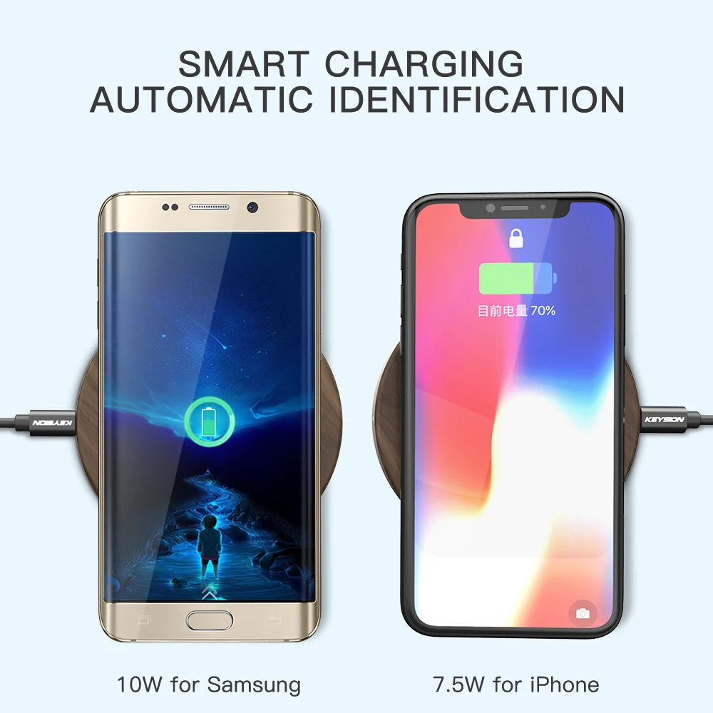 Беспроводное зарядное устройство KEYSION 10 Вт для iPhone XS Max XR X 8 Plus Samsung S10 S9 7 Xiaomi mi