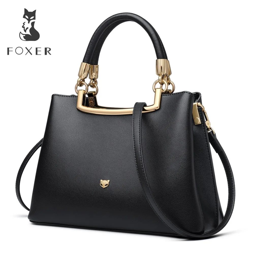 

FOXER Brand Female Zipper Large Capacity Chic Totes Lady Luxury Shoulder Bags Women Leathe Messenger Bags Stylish Handbags