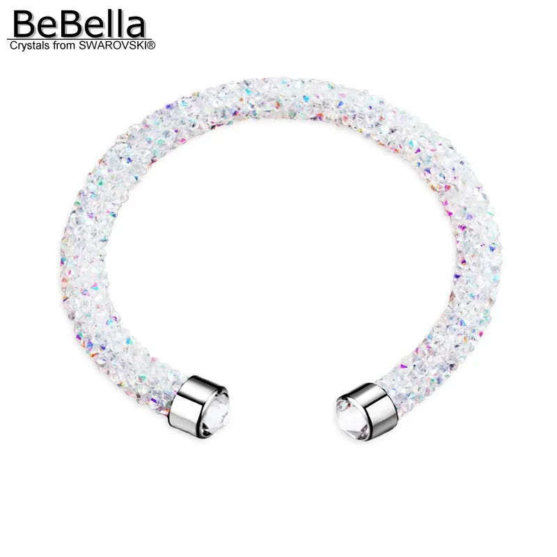 BeBella Кристалл камни пыль тонкая манжета браслет Открытый браслет с кристаллами от Swarovski для женщин девушек модное ювелирное изделие подарок