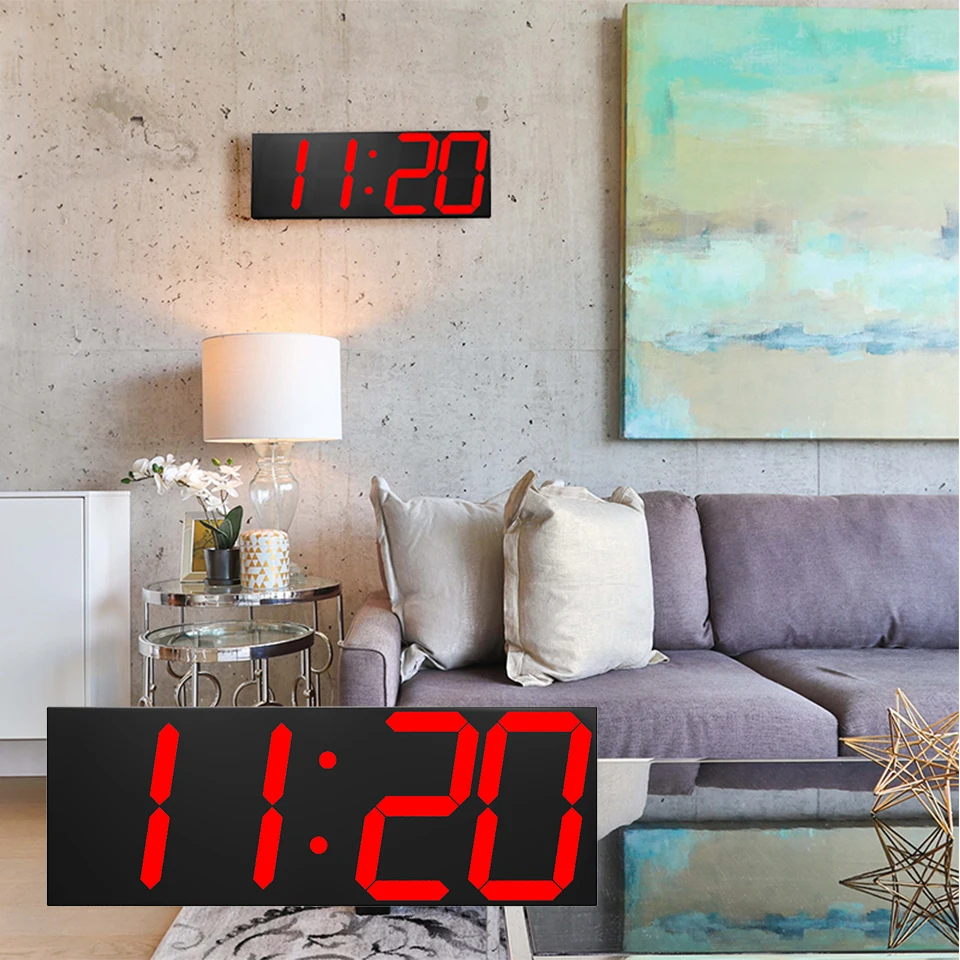  LED wall Clock Office Electronic Alarm Clocks Timer The Calendar Weather Station Digital Clock Relo - 32385560116
