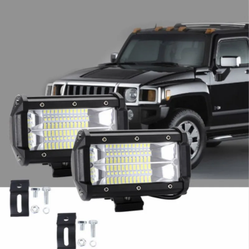 

72W LED Work Light Bar 10800LM 12V 24V 5 Inch Super Bright 24 LED Spotlight Lamaparas 6000K for Offroad Truck Car Boat Lighting