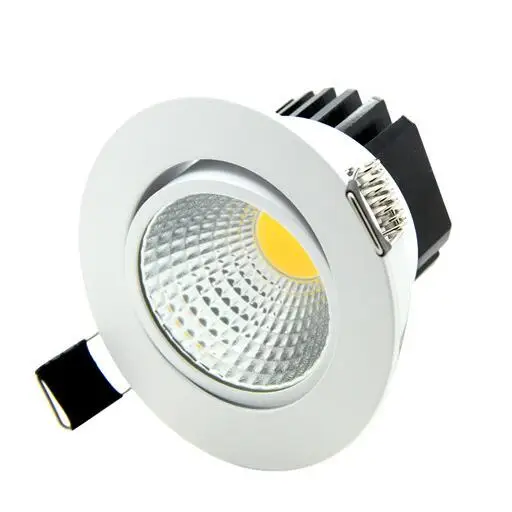 

High Brightness Dimmable 3W 5W 7W LED downlight cob Aluminum spot light white shell AC110 - 220V Warm / Cool White