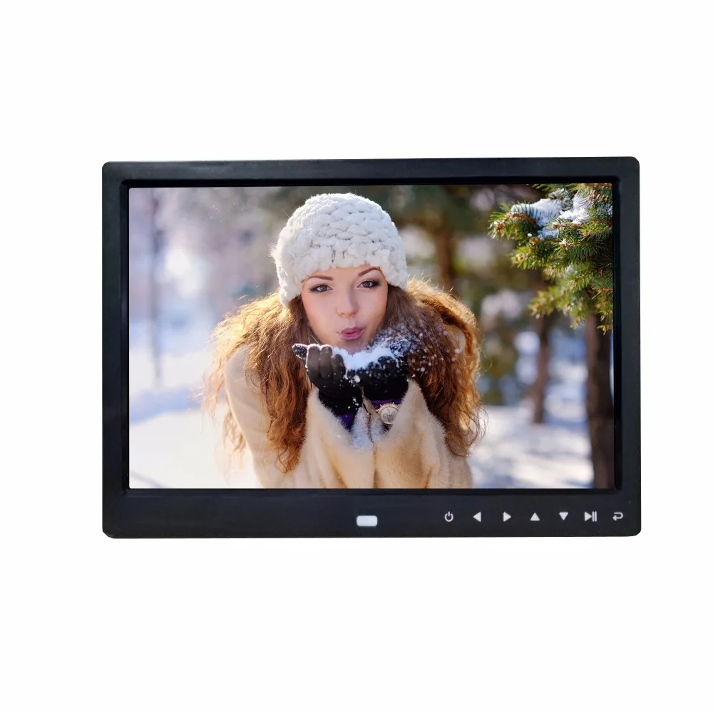 New design 12 inch seven touch buttons infront digital photo frame play