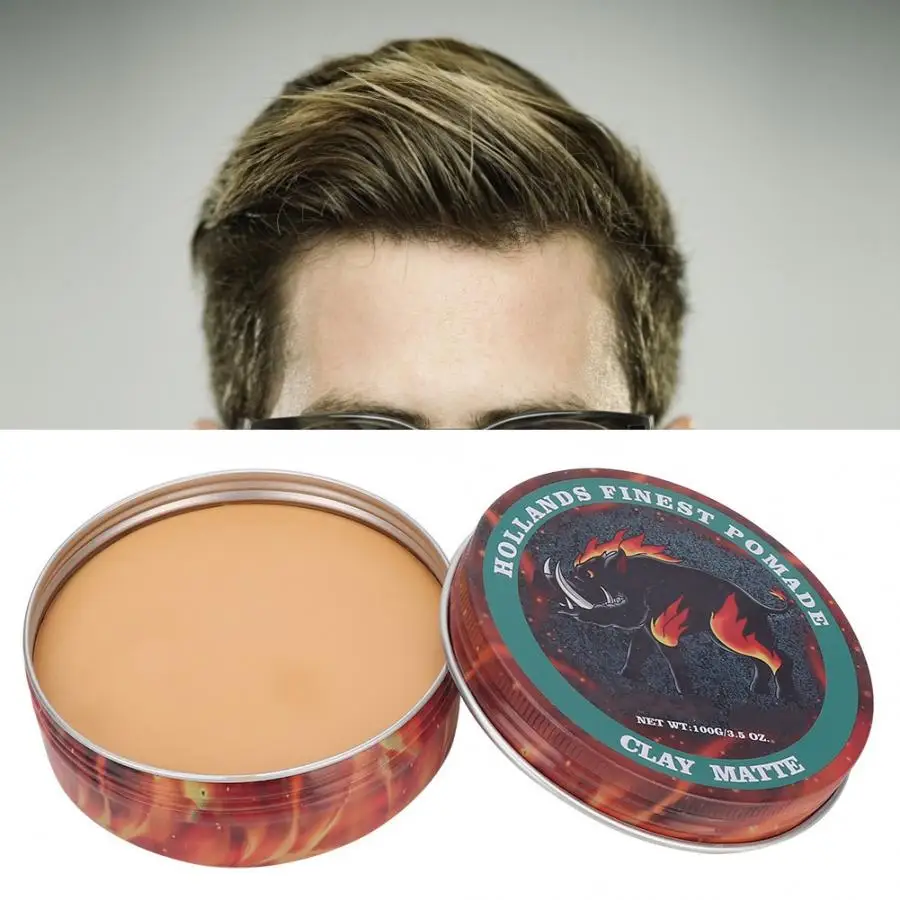 

100g Men Matte Hair Finish Edges Hair Gel Long Lasting Hair Clay Moisturizing Natural Modeling Hair Pomade Strong Hold Hair Wax