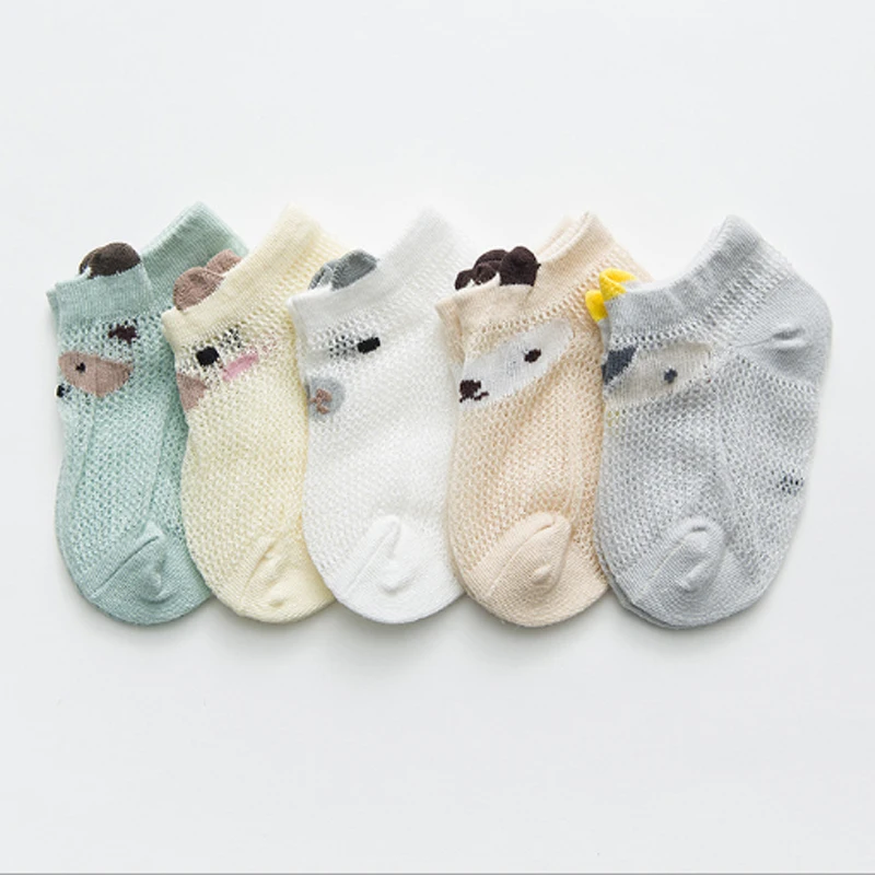 5 пар носков для малышей милые летние сетчатые тонкие хлопковые носки для новорожденных девочек и мальчиков, носки-тапочки для малышей