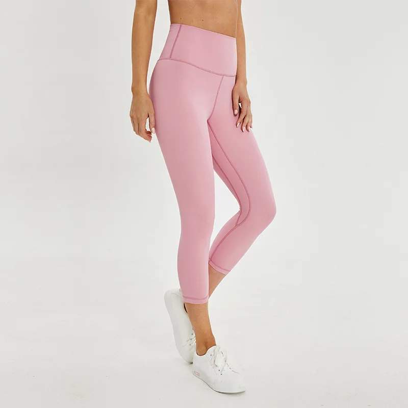 Colorvalue 2.0Versions Naked-Feels Plain Athletic Fitness Cpari Pants Women Soft Nylon Gym Yoga Sport Cropped Trousers Size2-10